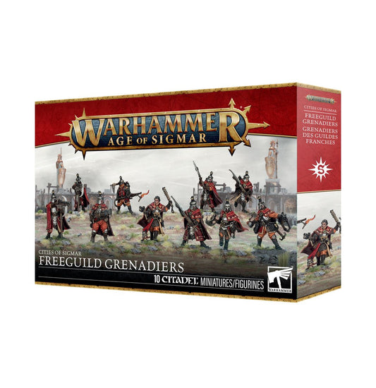 Box art for the Freeguild Grenadiers, Cities of Sigmar grenadiers
