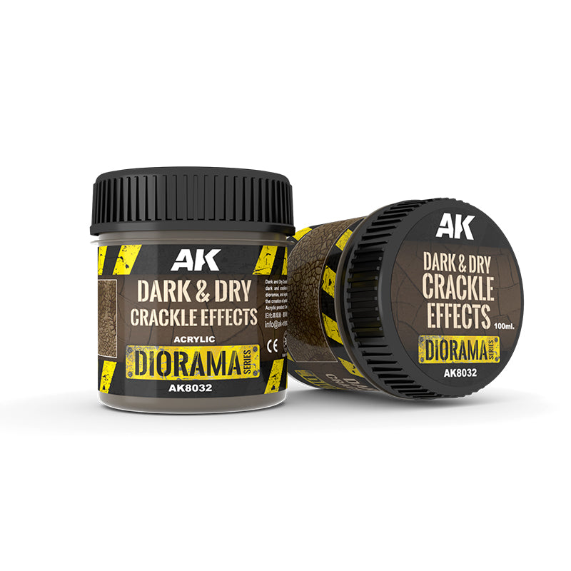 AK Interactive Dark & Dry Crackle Effects - 100ml (Acrylic)