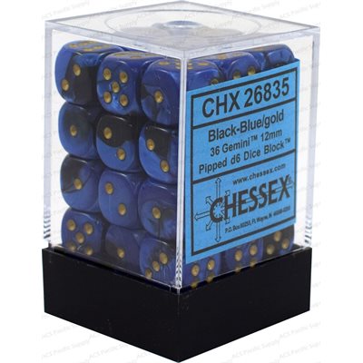Vortex: 36D6 Black-Blue/Gold (12mm, 36pc)