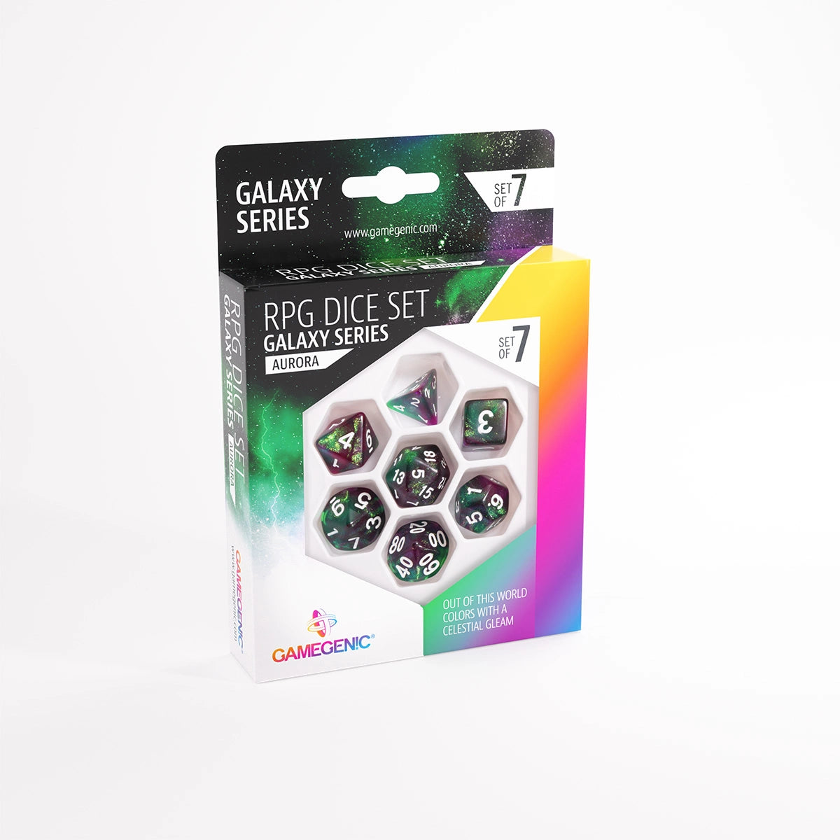 RPG DICE SET (SET OF 7) GALAXY SERIES: Aurora