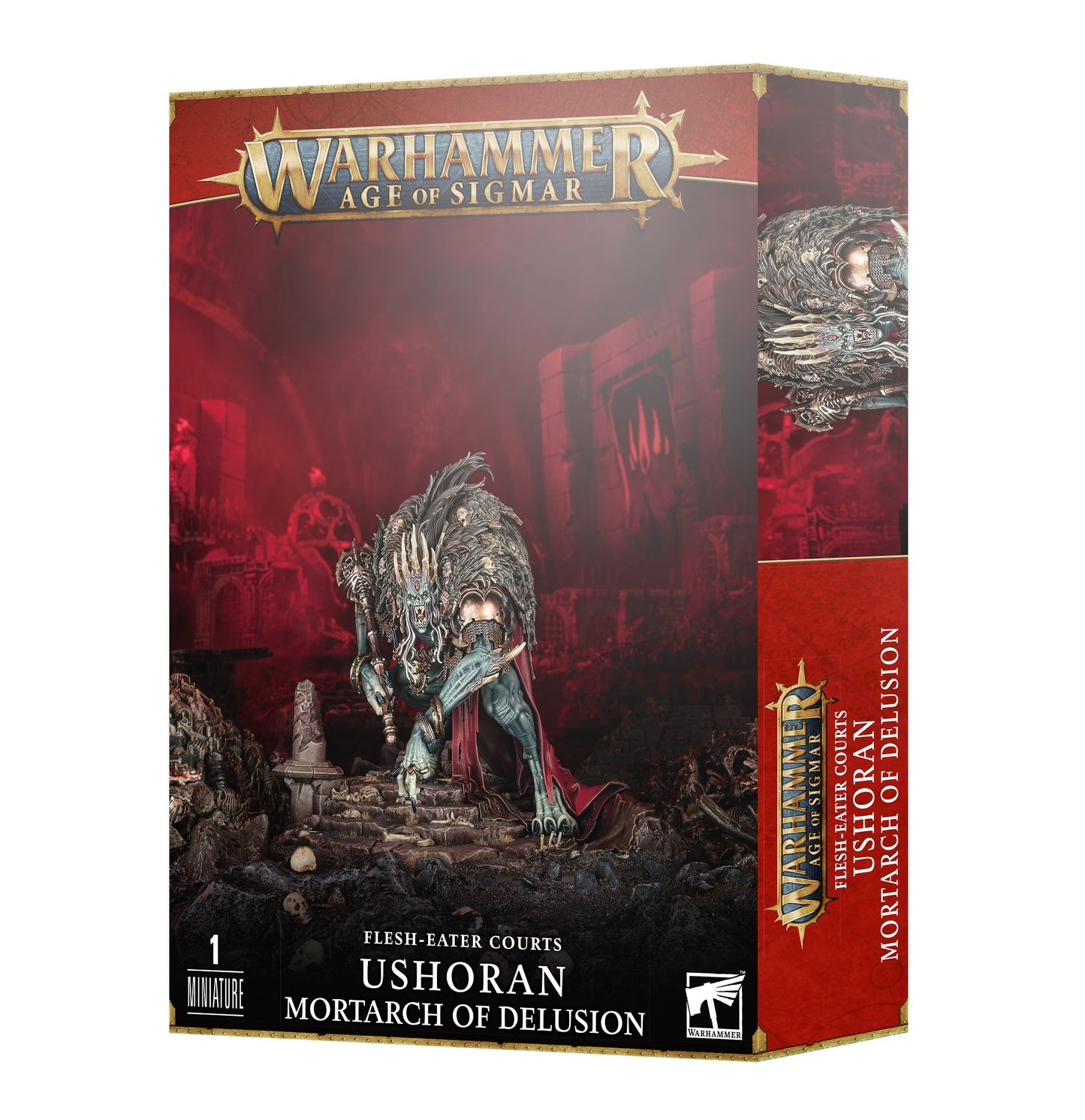 Box art for Ushoran, Mortarch of Delusion, a Flesh-eater Courts centrepiece miniature