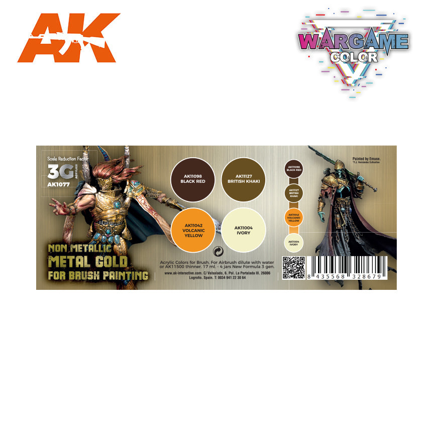 AK Interactive: Wargame Color Set - Non Metallic Metal Gold