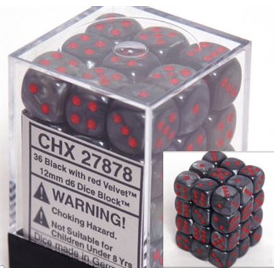 Velvet: 36D6 Black / Red Dice Set