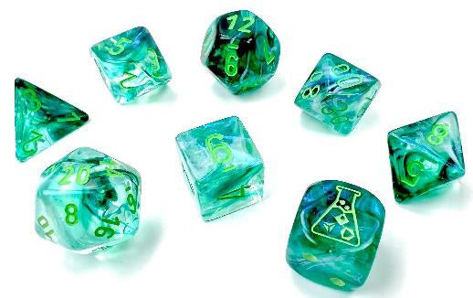 Lab Dice 6: Borealis: 7Pc Polyhedral Kelp / light green Luminary (w / bonus die)
