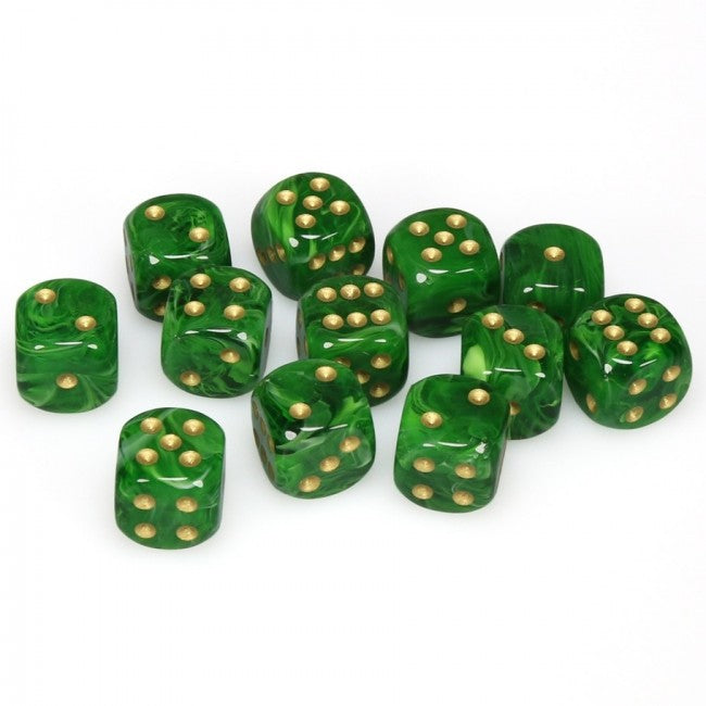 Vortex: 12D6 Green / Gold Dice Set