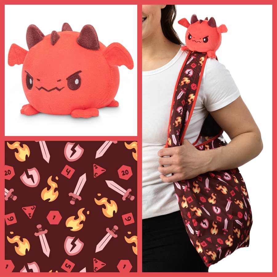 Plushie Tote Bag: Dark Red + Red Dragon