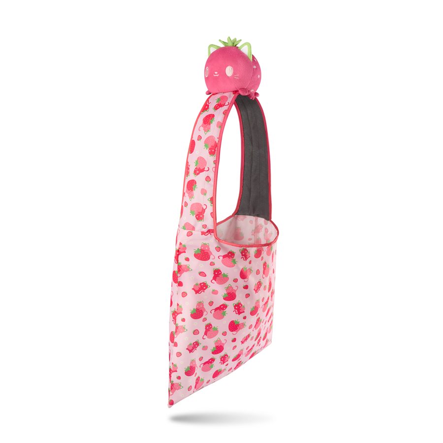 Plushie Tote Bag: Pink Strawberry Cats + Pink Strawberry Cat