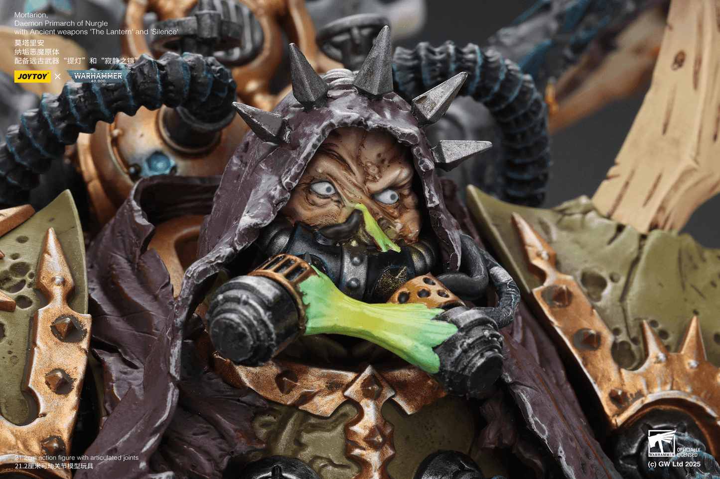 JoyToy:  Mortarion， Daemon Primarch of Nurgle with Ancient weapons‘The Lantern' and ‘Silence'
