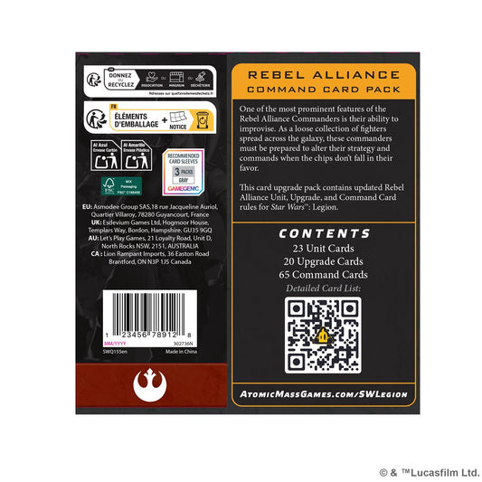 Star Wars: Legion: Rebel Alliance Command Card Pack
