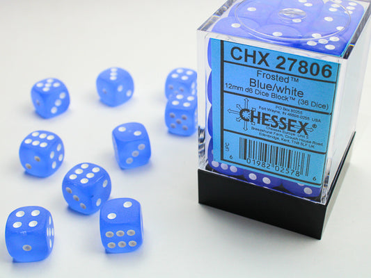 Chessex: 36D6 BLUE/WHITE 12MM