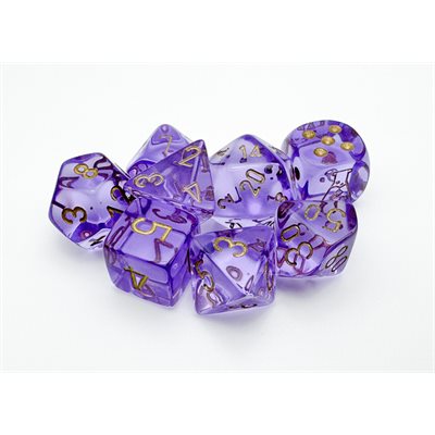 Lab Dice 7: Translucent: 7pc Lavender / gold (with bonus die)