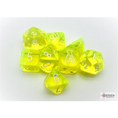 实验室骰子 7：半透明：7 颗霓虹黄/白色（带奖励骰子）