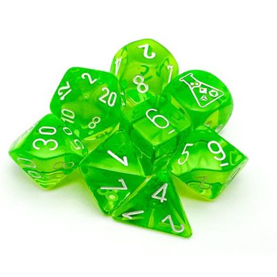 Lab Dice 7: Translucent: 7pc Rad Green / White (with bonus die)