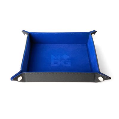 FanRoll: Leather Back Fold Up Dice Tray - Blue 10"x10"