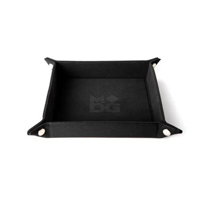 FanRoll: Leather Back Fold Up Dice Tray - Black 10"x10"