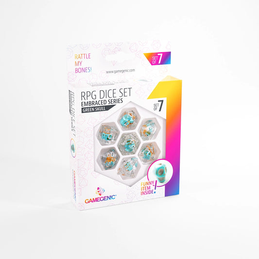 RPG 骰子套装(7 件套)拥抱系列:绿骷髅