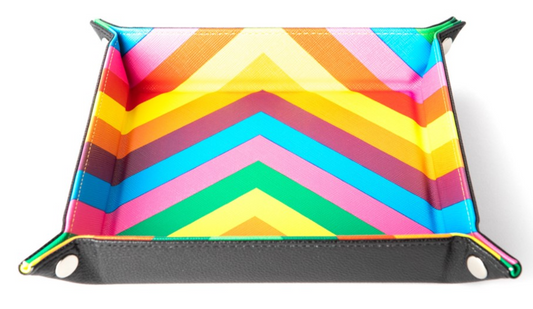 FanRoll: Leather Back Fold Up Dice Tray - Rainbow 10"x10"