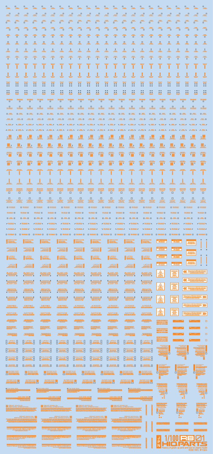 HiQ Parts 1/100 RB01 Caution Decal Orange & Gray (1pc)