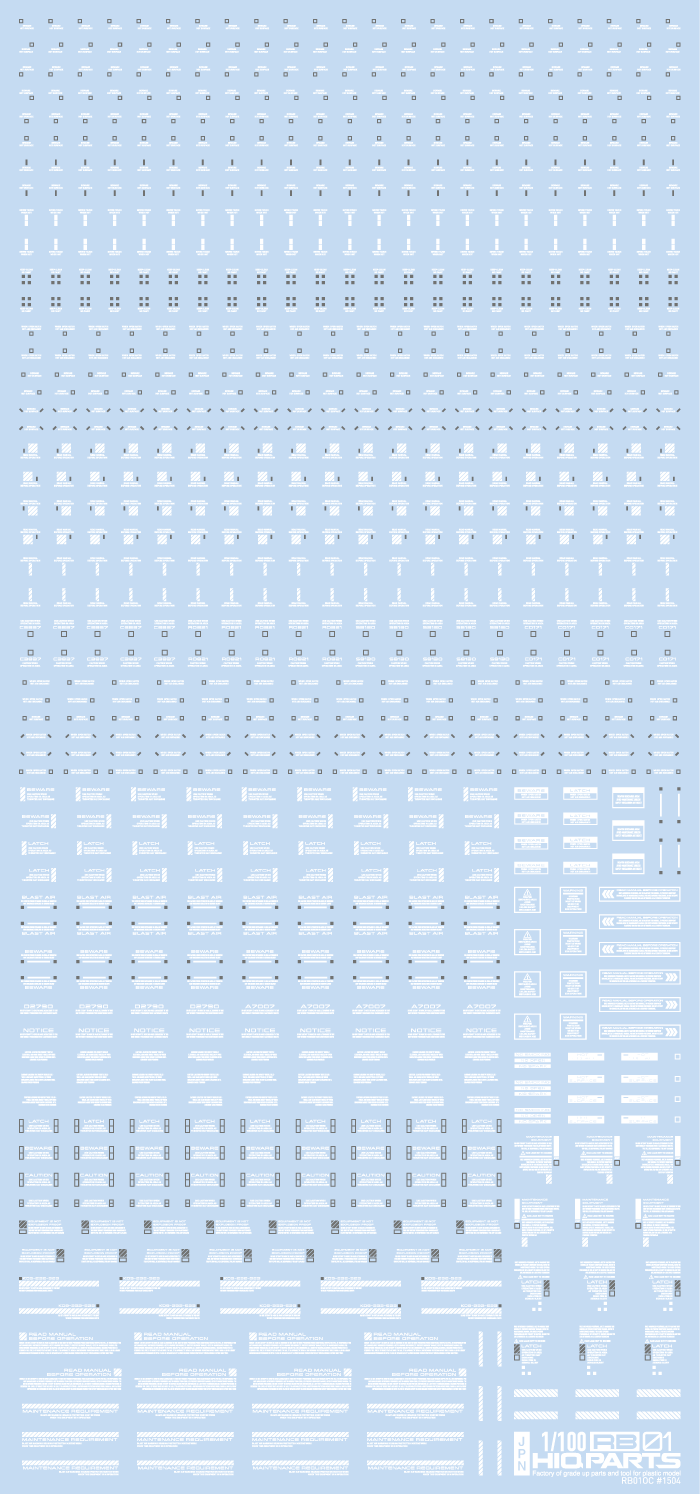 HiQ Parts 1/100 RB01 Caution Decal White & Gray (1pc)