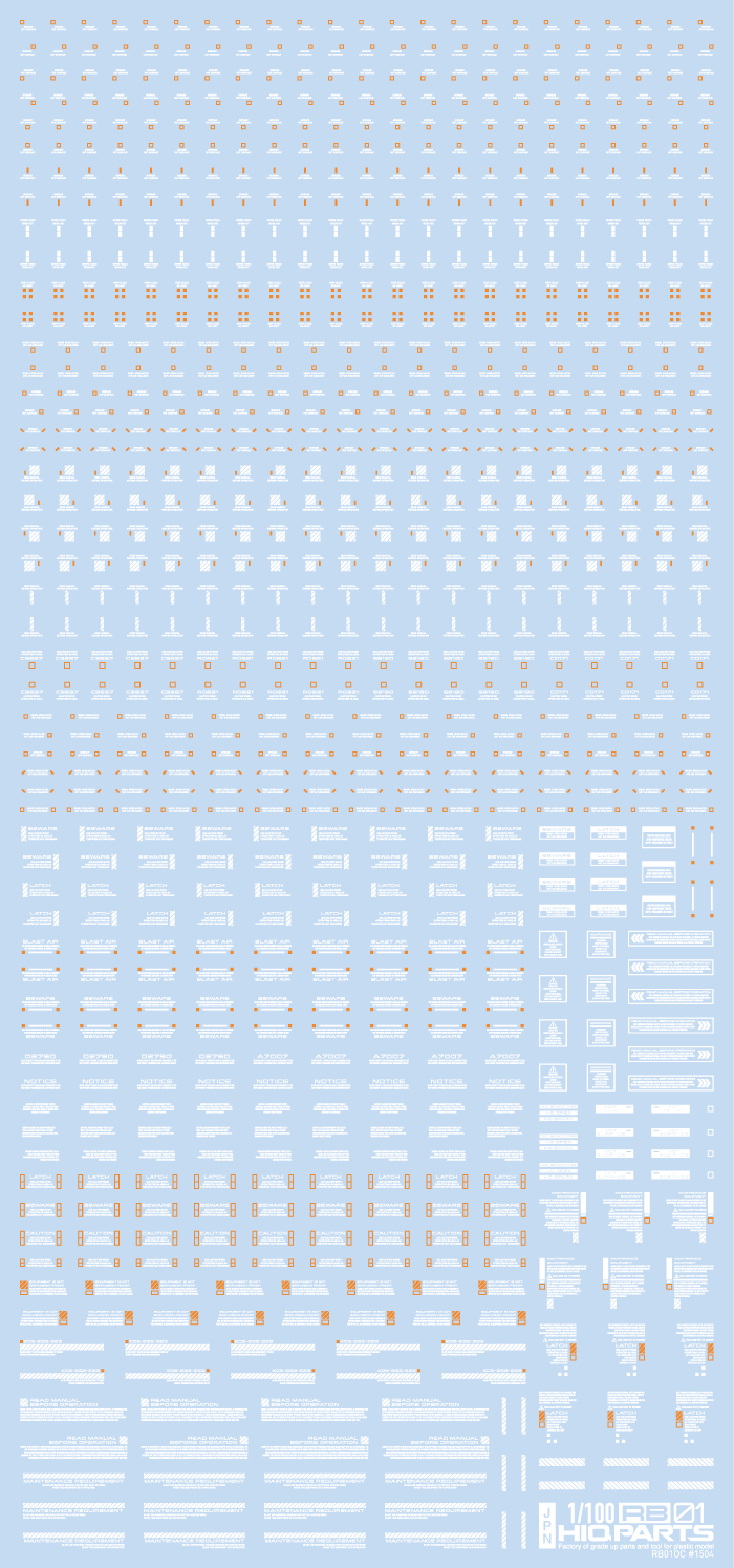 HiQ Parts 1/100 RB01 Caution Decal White & Orange (1pc)
