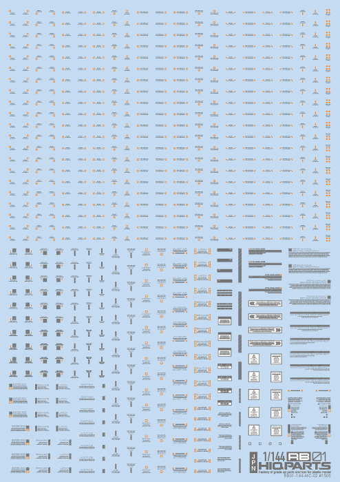 HiQ Parts 1/144 RB01 Caution Decal Gray & Orange (1pc)