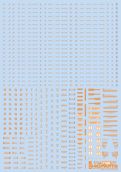 HiQ Parts 1/144 RB01 Caution Decal Orange & Gray (1pc)