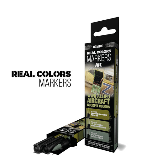 AK Interactive Real Colors Markers: WWII Allied Aircraft Cockpit Colors - Set 3 Real Colors Markers (Copy)