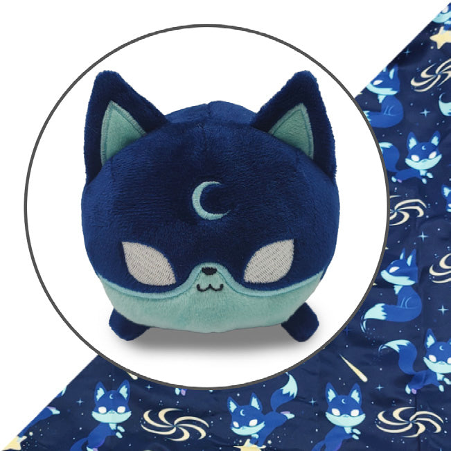 Plushie Tote Bag: Dark Blue Moon Foxes + Dark Blue Moon Fox