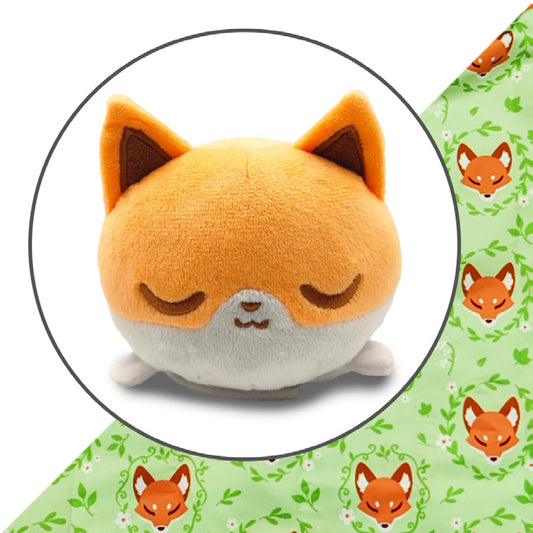 Plushie Tote Bag: Light Green Foxes + Orange & White Fox
