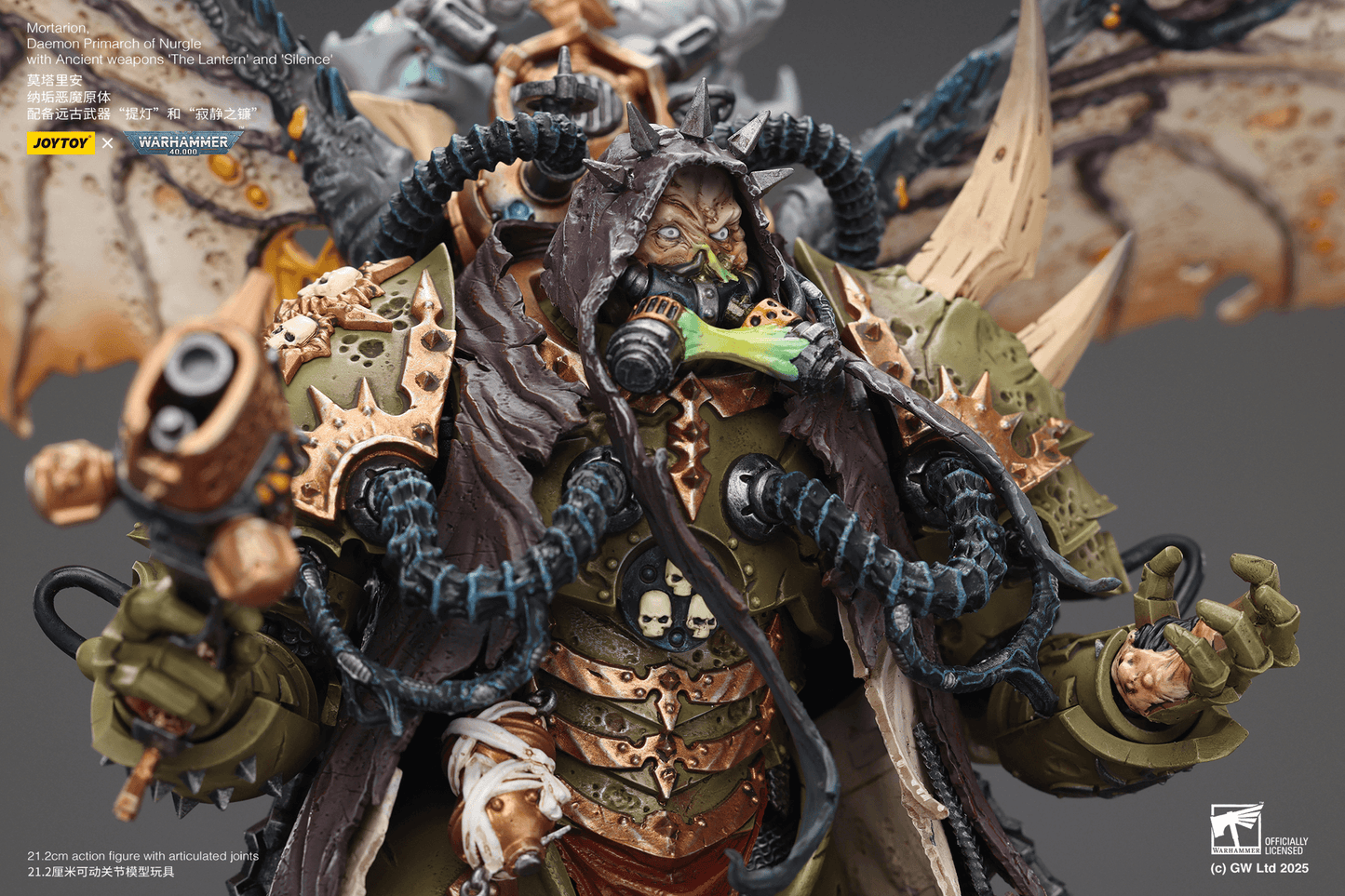 JoyToy:  Mortarion， Daemon Primarch of Nurgle with Ancient weapons‘The Lantern' and ‘Silence'