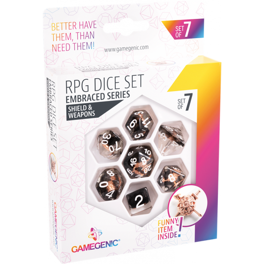 RPG 骰子套装(7 件套)拥抱系列:盾牌和武器