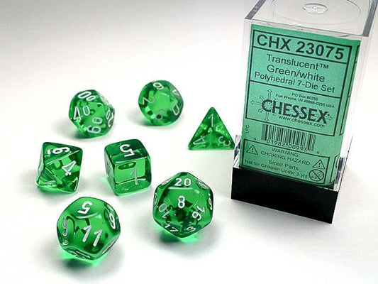 Chessex:半透明 7 件绿色/白色