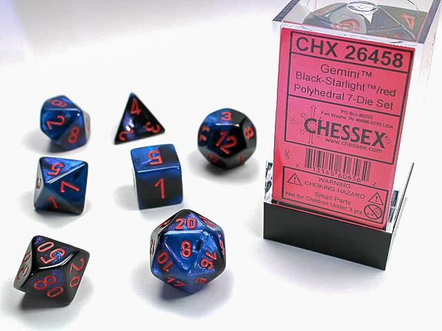 Chessex: Gemini 7Pc Black-Starlight/Red