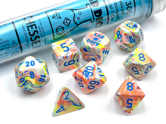 Lab Dice 5: Festive: 7Pc Polyhedral Kaleidoscope / Blue