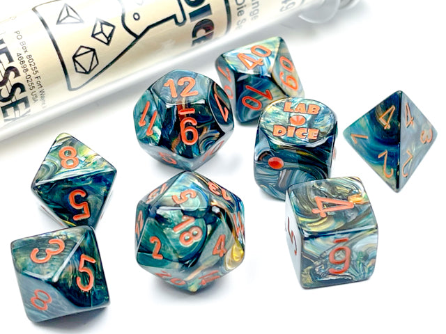 Lab Dice 5: Lustrous: 7Pc Polyhedral Alpestris / Orange