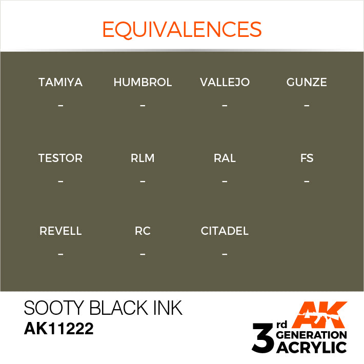 AK Interactive 3rd Gen Acrylic Sooty Black INK 17ml