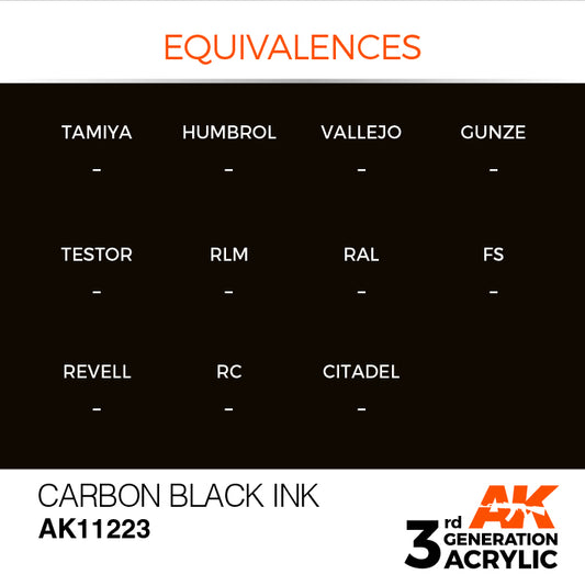 AK Interactive 3rd Gen Acrylic Carbon Black INK 17ml