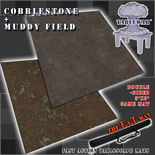 F.A.T. Mat: Dbl Sided "Cobblestone+Muddy Field" 3'x3'