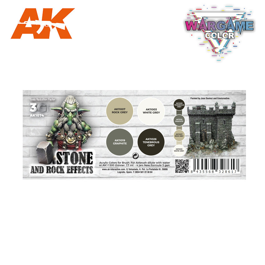 AK Interactive: Wargame Color Set - Stone And Rock Effects