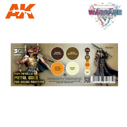 AK Interactive: Wargame Color Set - Non Metallic Metal Gold