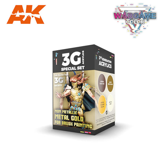 AK Interactive: Wargame Color Set - Non Metallic Metal Gold