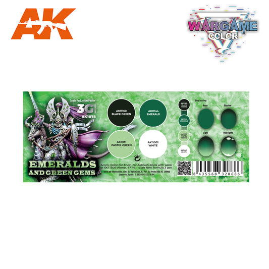 AK Interactive: Wargame Color Set - Emeralds And Green Gems