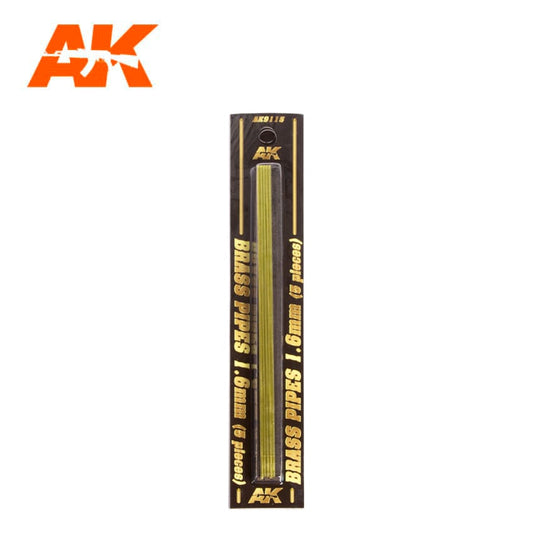 AK Interactive: Brass Pipes 1.6mm, 5 Units