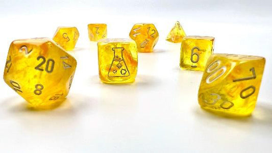 Lab Dice 6: Borealis: 7Pc Polyhedral Canary / white Luminary (w / bonus die)