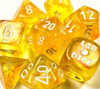 Lab Dice 6: Borealis: 7Pc Polyhedral Canary / white Luminary (w / bonus die)