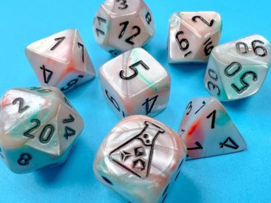 Lab Dice 6: Lustrous: 7Pc Polyhedral Sea Shell / black Luminary (w / bonus die)