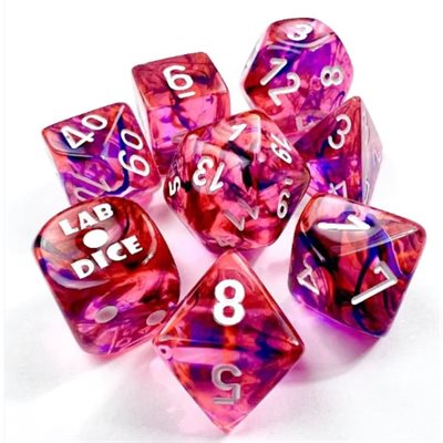 Lab Dice 6: Nebula: 7Pc Polyhedral Black Light Special / White (w/bonus die)