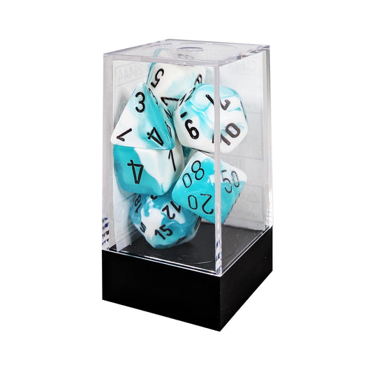 Chessex: Gemini 7Pc White-Teal/Black