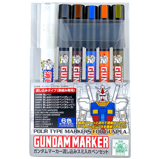 Gundam Marker: Pour Type Marker Set for Panel Lining