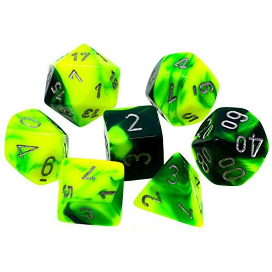 Chessex: Gemini 7Pc Green-Yellow/Silver